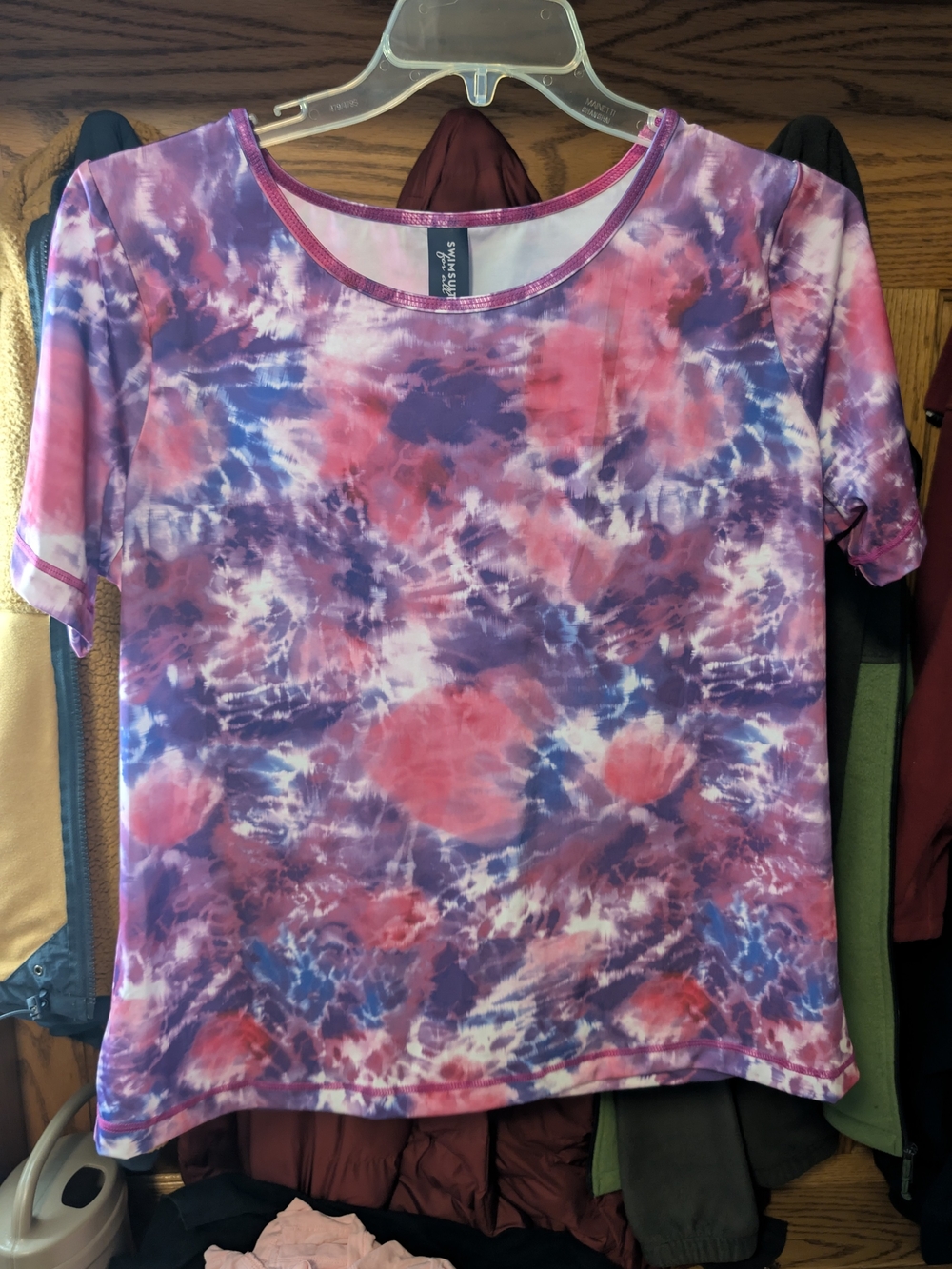 Swimsuits For All Pink & Purple Tie-Dye Short Sleeve Top